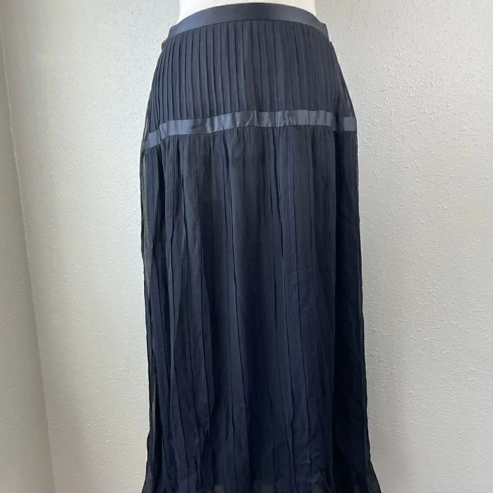 NWT Alfani Black Silk Maxi Skirt Size 10
